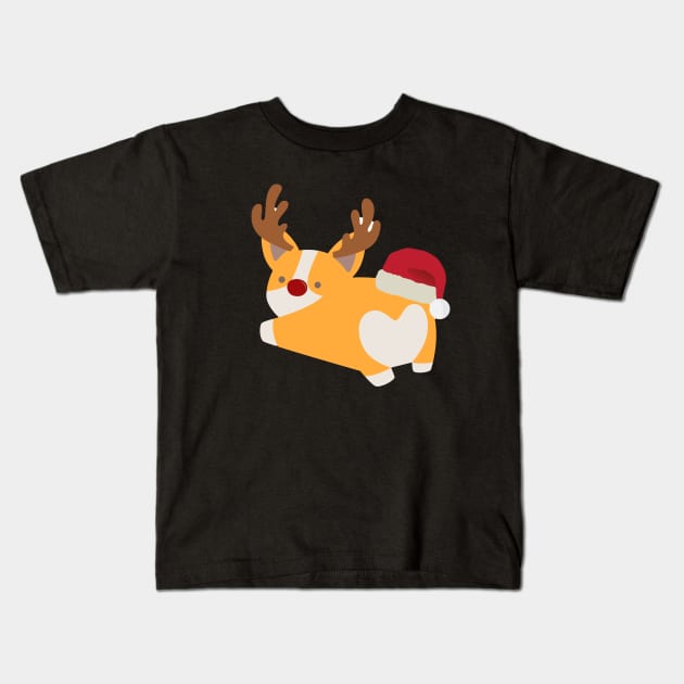 Christmas Corgi Kids T-Shirt by SybaDesign